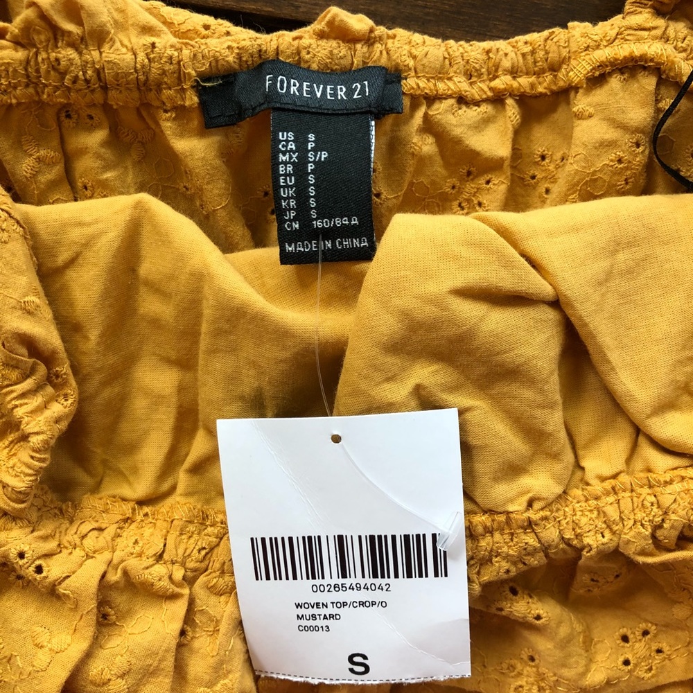 Forever 21 woven mustard crop top - Picture 3 of 4